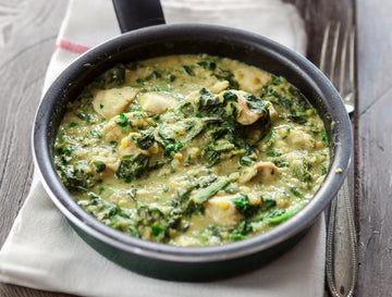 Tiras de Pollo a la Crema de Espinaca y Espárragos