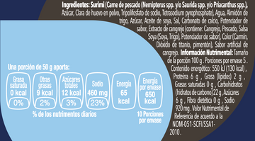 Barras de Surimi nutritional facts