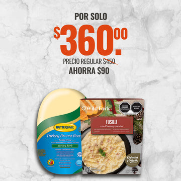 Kit Pechuga de Pavo Finas Hierbas + Fusilli con Crema y Jamón | Navidad